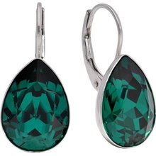 Swarovski Elements Pear stříbrné visací zelené slzičky kapky 51056.3 Emerald zelená tmavá smaragdová brčálová