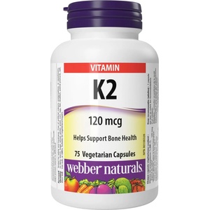 Webber Naturals Vitamin K2, 120 mcg, 75 капсули, Webber Naturals (3930 WN)