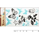 Anděl 1030 samolepící dekorace černošedá s tyrkysovými motýli 69x32 cm