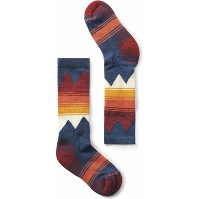 Smartwool Junior Ski Zero Cushion Geo Peaks Print Ski orange rust