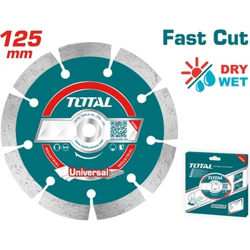 TOTAL Диамантен диск за сухо и мокро рязане TOTAL Industrial, универсален, Ø 125 x 22.23 x 7.5 мм (TL IND TAC111254)