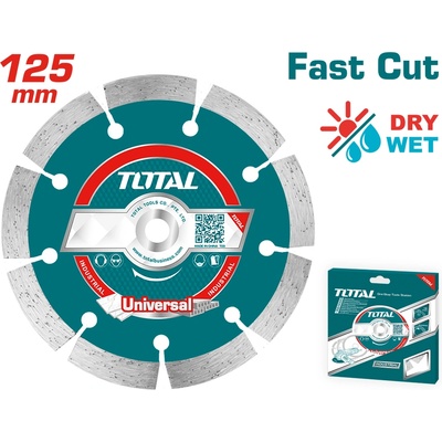 TOTAL Диамантен диск за сухо и мокро рязане TOTAL Industrial, универсален, Ø 125 x 22.23 x 7.5 мм (TL IND TAC111254)