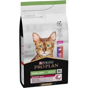 Purina pro plan sterilised- Суха храна за кастрирани котки в зряла възраст, с Патица и Дроб