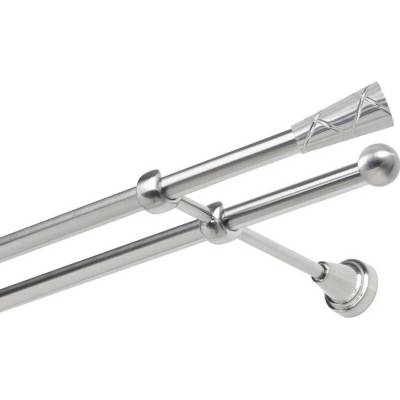 OK-GarnýžeCZ Garnýž kovová dvouřadá 19mm Trapezium nerez 150 cm do stěny / na tunýlek - bez kroužků
