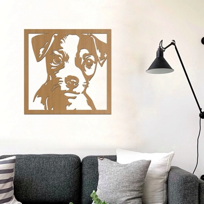 dřevo života Dřevěná dekorace psa Jack Russell teriér Zvolte rozměr šxv (cm): 80x80, Zvolte barvu dekoru: Buk