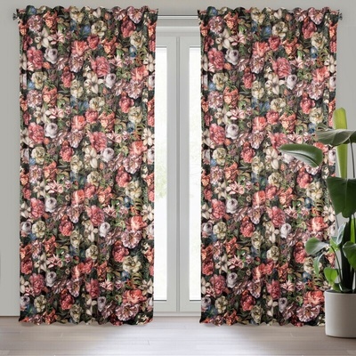 Takoy Závěs PEONIA z měkkého sametu s potiskem ručně malovaných květin s 3D efektem 140 x 270 cm-HF-410962 | 140 x 270 cm