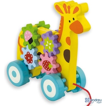 Image 1 of Andreu toys - Играчка за дърпане - Жираф със зъбни колела