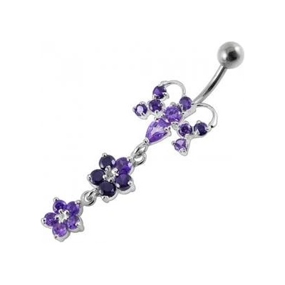 Šperky4U stříbrný piercing do pupíku motýlek BP01192-A