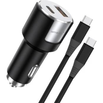 Image 1 of Lemontti 20W PD зарядно за автомобил, USB QC 3.0 + Type-C кабел 1м, черно/сребристо (LIAFCPD20WNA)