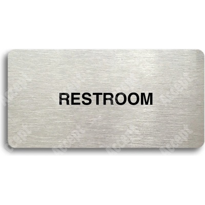 ACCEPT Piktogram RESTROOM - stříbrná tabulka - černý tisk bez rámečku