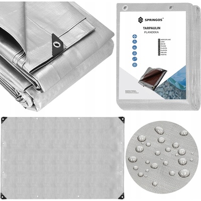 Springros krycí plachta s oky 4 x 8 m extra silná 210g PE stříbrná PROTECT GA2141-XG