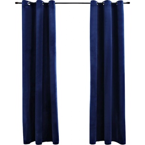 vidaXL 134828 Blackout Curtains with Rings 2 pcs Navy Blue 37"x63" Velvet (US only) - Untranslated (134828)
