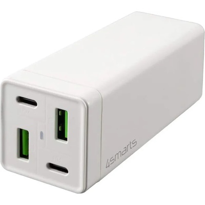 4smarts MultiGan Charger with Quick Charge & PD 65W - захранване за ел. мрежа за лаптопи, смартфони и таблети с 2xUSB и 2xUSB-C изходи с технология за бързо зареждане (бял)