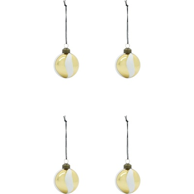 House Doctor Vánoční ozdoba Twister White Gold set 4 ks zlatá barva sklo