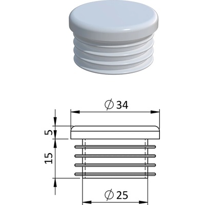 Vnitřní krytka kulatá ø 34 mm, plastová, bílá