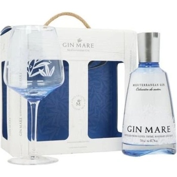 Gin Mare 42,7% 0,7 l (dárkové balení 1 sklenice)