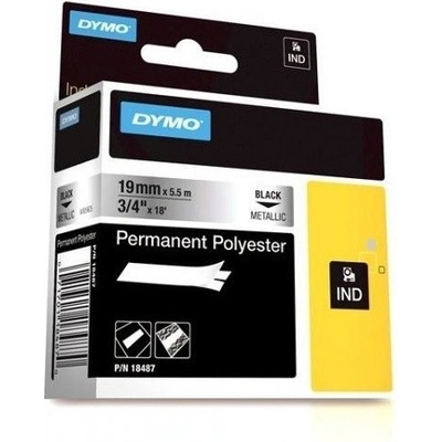 Dymo Rhino 18487, 19mm x 5.5m, čierna tlač/metalický podklad, originálna páska