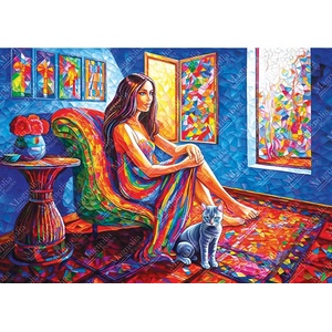 Magnolia - Puzzle Woman with Cat - 1 000 piese