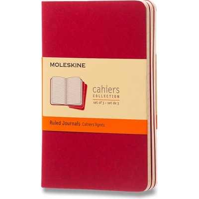 Sešity Moleskine Cahier, S, linkované, 3 ks - červený