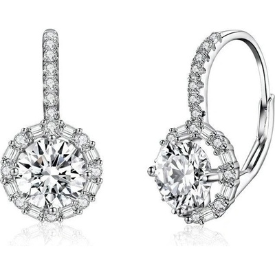 Grace Silver Jewellery Stříbrné náušnice Sofia MOISSANITE + CERTIFIKÁT E-SCE508