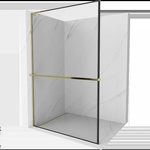 Mexen Kioto+ L душ-стена с рафт Walk-in 60 x 200 cm, черна рамка, златна - 800-060-123-50-70 (800-060-123-50-70)