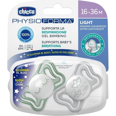 Chicco Physio Light Physio Forma Night dudlík Green/Grey 2 ks