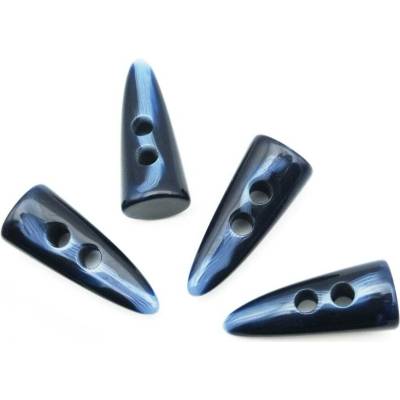 Dierkový gombík v tvare olivky - modrý melír - rozmer 4,3 cm x 1,8 cm