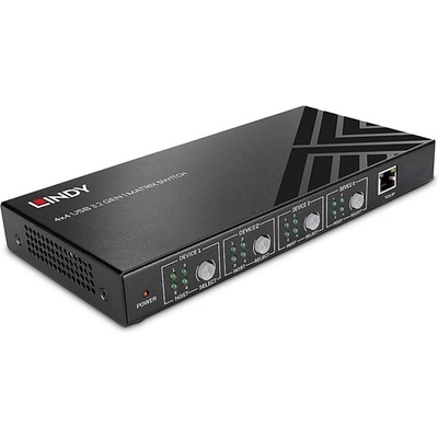 LINDY Матричен превключвател USB 3.2 Gen 1, 4x4 матричен превключвател, черен (43406)