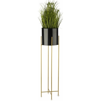 HowHomely KOVOVÝ květináč se stojanem GLAMOUR 95X24 CM ČERNÁ/ZLATÁ