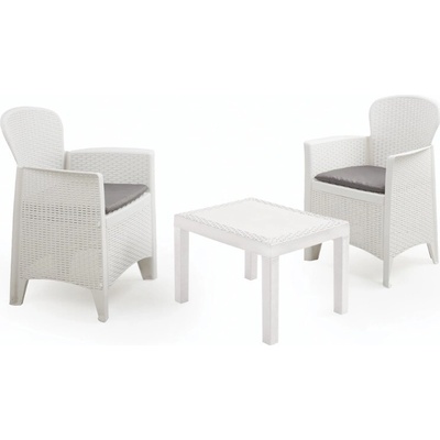 PROGARDEN Zahradní nábytek ratan AKITA sada 3 ks + polstry bílá