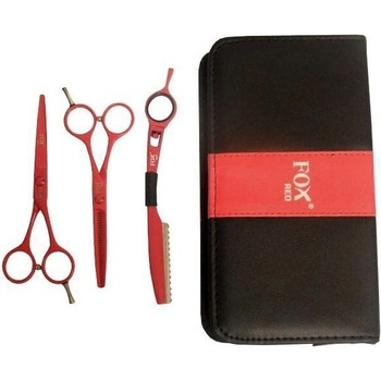 Fox Color Kit Set Red kadernícke nožnice 5,5 + efilačné nožnice 5,5 + britva