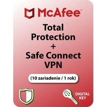 McAfee Total Protection + Safe Connect VPN 10 lic. 12 mes.
