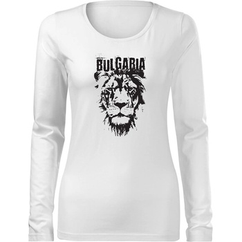 Image 1 of DRAGOWA Slim дамска тениска с дълъг ръкав български лъв, бяла (37157)