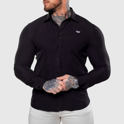 Iron Aesthetics strečová košeľa slim stretch čierna