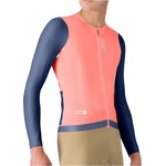 Castelli Мъжка фланелка с дълъг ръкав за колоездене Castelli Corretto L/S Jersey Cycling jersey - Brilliant Pink / Belgian Blue-W (056-3887-0212)