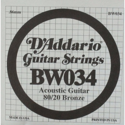 D'Addario BW034 80/20 BRONZE 034 Единична струна за китара (BW034)