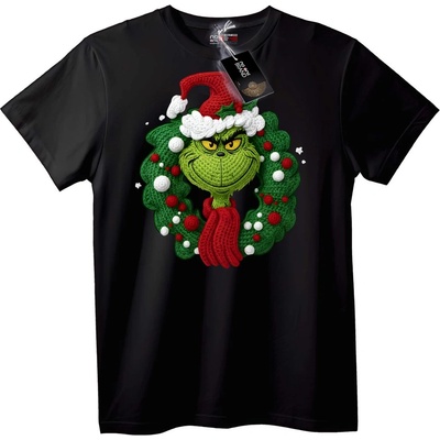 NOONEBRAND Тениска с Гринч и Коледен Венец - 2XL, Black
