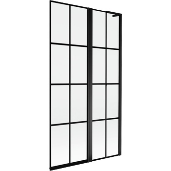 Mexen Mist L параван за вана, 2-крилен, десен 100 x 150 см, черна решетка, черен - 8A9L-100-011-70-77-P (8A9L-100-011-70-77-P)