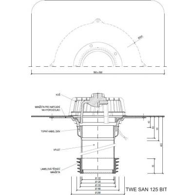 Sanačný vpust s ohrevom TWE SAN BIT Typ: 125 BIT (144-154mm)