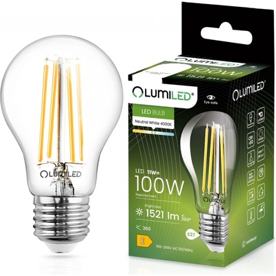 Lumiled LED žiarovka E27 A60 11W = 100W 1521lm 4000K Neutrálne 360° vlákno