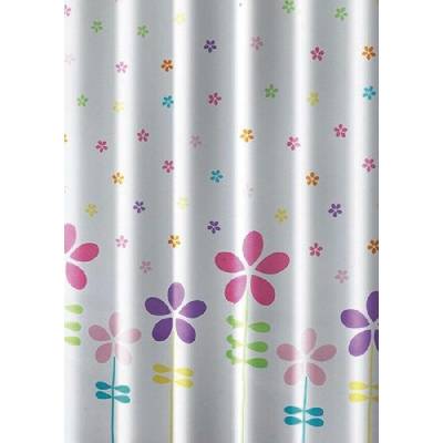 AQUALINE Sprchový závěs 180x180cm, polyester, květovaný barevný ZV025