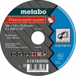 Metabo Flexiarapid SUPER шлифовъчен диск 125 x 1, 6 x 22, 23 стомана, TF 41 616192000 (616192000)