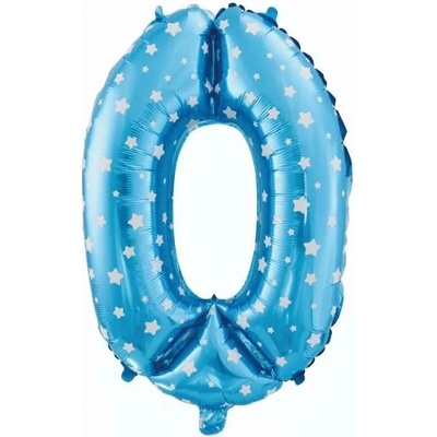 Lepaso Fóliový balónek číslo 0-9 modrý s hvězdičkami 61 cm%