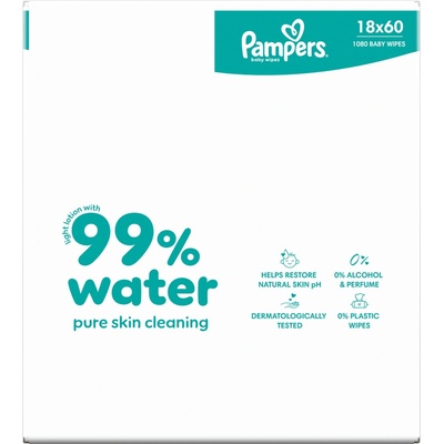 Pampers Dětské čisticí ubrousky s 99 % vody 18 x 60 ks – Hledejceny.cz