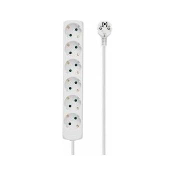 MicroConnect 6-way Schuko power Socket 1.5m without On/Off switch, White with child proof / earth clips, 230V 16A