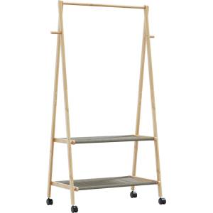 vidaXL vidaXLL Стелаж за дрехи с рафтове и колела 96x45, 5x155, 5 cm Бамбук (4008909)