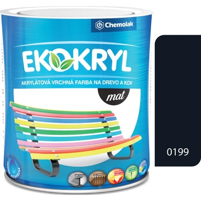CHEMOLAK EKOKRYL Mat V2045 0199 čierna - 0,6l
