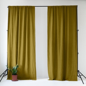 Linen Tales Ленено перде в цвят жълта охра и зелено 140x250 cm Moss Green - Linen Tales (LT-CURTNTU-140x250-MGR)