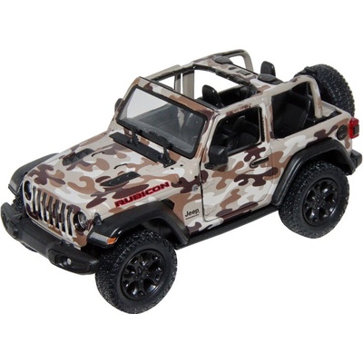 Kinsmart Jeep Wrangler 2018 otevřený camo hnědá 1:34