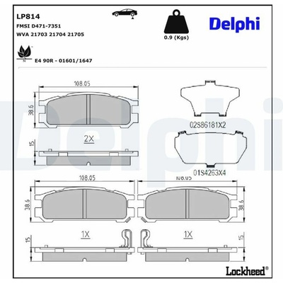 Sada brzdových destiček, kotoučová brzda DELPHI LP814